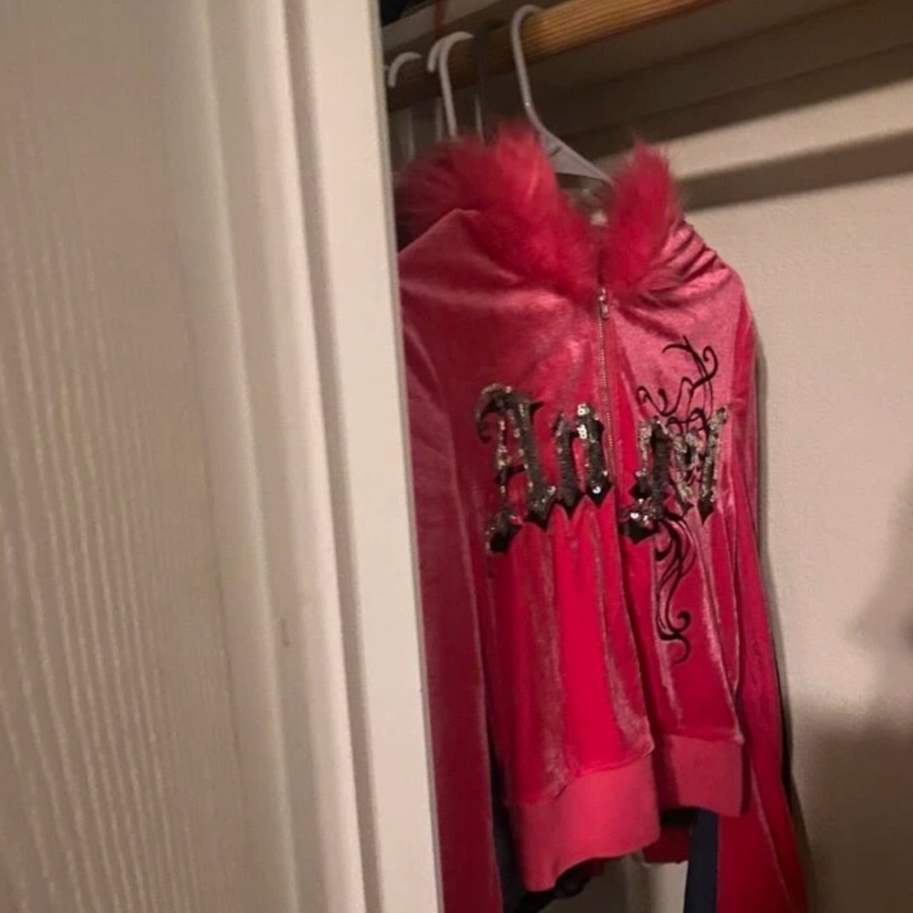 Velvet pink y2k fluff hoodie